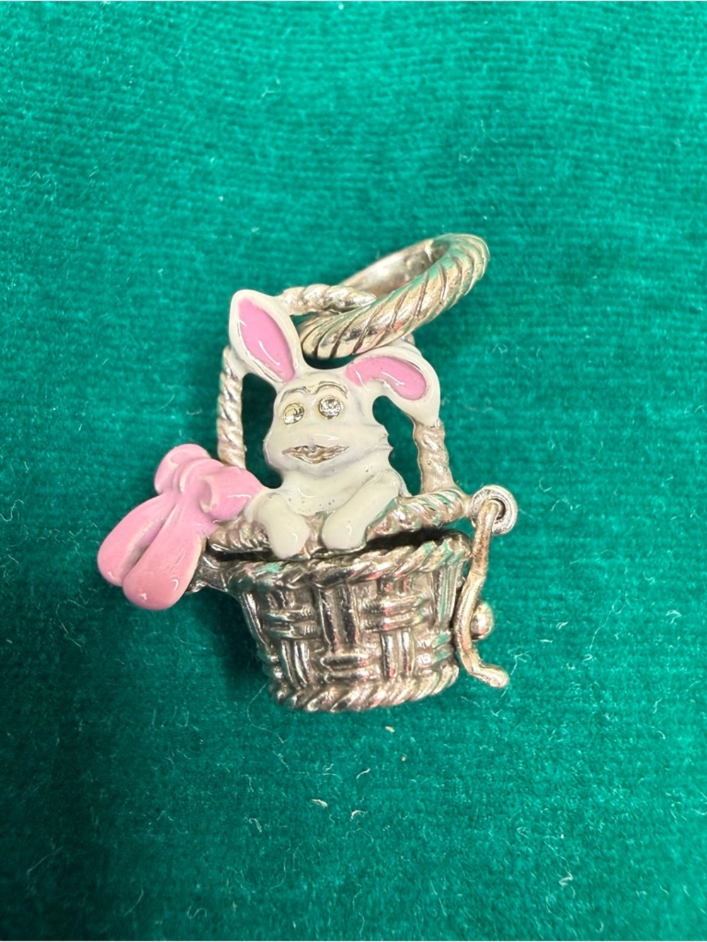 Brighton Bunny in Basket Charm - Pink Accent